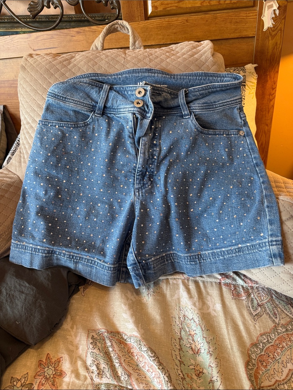 INC International Concepts Studded Blue Denim Shorts